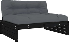 vidaXL fekete tömör fenyőfa középső kanapé 120 x 80 cm