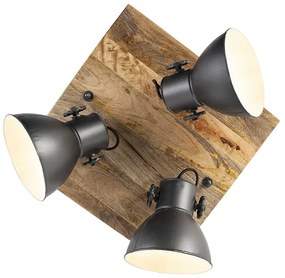 Ipari reflektor sötétszürke mangófa betétekkel, 3 lámpás - Mangoes