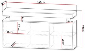 Szekrény Lesteralo 3D 160 (fekete + fényes fekete) (LED világítással). 1105937