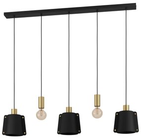 Eglo 390115 - Csillár zsinóron MAJAGUA 5xE27/40W/230V fekete/arany