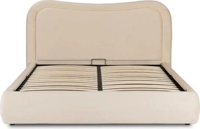 ŁÓŻKO 160x200 HAGA Kremowe Welurowe Z Pojemnikiem