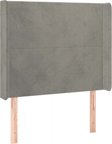 vidaXL világosszürke bársony fejtámla szárnyakkal 103x16x118/128 cm