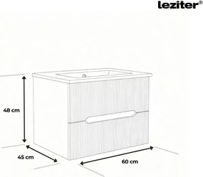 Trent 60 alsó fürdőszobabútor kerámia mosdóval 2 fiókos, sunset tölgy