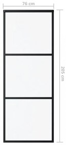 fekete ESG üveg és alumínium tolóajtó 3 paneles 76 x 205 cm