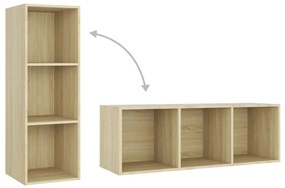 3 db sonoma tölgy színű szerelt fa TV-szekrény 107 x 35 x 37 cm