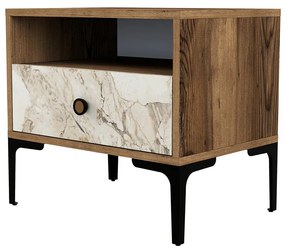 Lizbon Walnut White Éjjeliszekrény