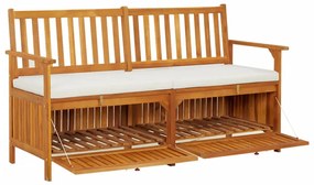 tömör akácfa tárolópad párnával 148 cm