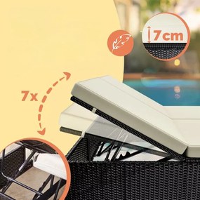 Deuba Fekete rattan kerti ágy - krémszínű párnákkal