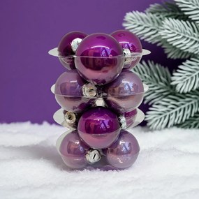Purple üveg karácsonyi gömb szett 12*6cm