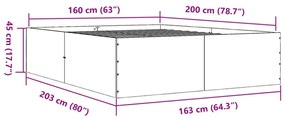 füstös tölgy színű szerelt fa ágykeret 160 x 200 cm