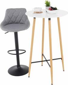 Bárasztal, fehér/tölgy, átmérő 60 cm, IMAM