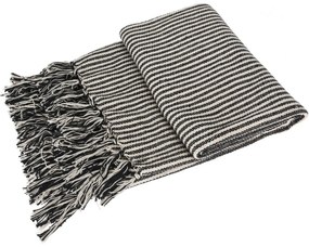 Csíkos fekete takaró, 130 x 170 cm
