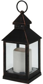 Lámpás LED gyertyával brown, 23 cm