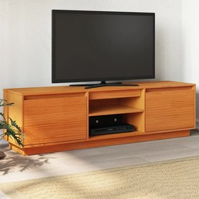 viaszbarna tömör fenyőfa TV-szekrény 140 x 35 x 40 cm