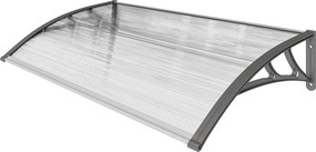 Outsunny 110x60 cm Átlátszó Polikarbonát Napellenző Ajtókhoz és Ablakokhoz Eső és Nap Ellen PP Műanyag Támasszal | Aosom