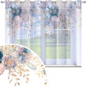 Függöny Kész 300x150 Fátyol Festett Virág Mintás 150