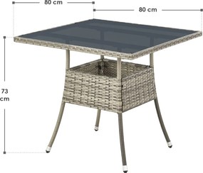 Juskys Rattan asztal Yoro - szürke