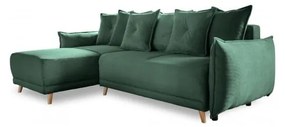 Zöld kordbársony kinyitható sarokkanapé (variálható) Lazy Lukka – Miuform