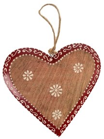 InDecor Függő szív mangófából Folk, 22 x 3 x 22cm, 22 x 3 x 22 cm