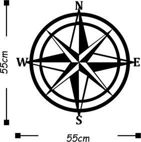 Compass fém fali dekoráció, 55×55 cm