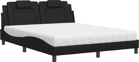 vidaXL fekete műbőr ágy Viana matraccal 160 x 200 cm
