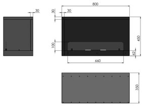 InFire - Sarok BIO kandalló 80x45 cm 3,5kW fekete