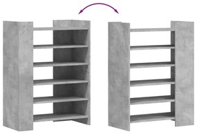 betonszürke szerelt fa cipősszekrény 74,5 x 37,5 x 100 cm