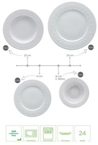 24 részes fehér porcelán étkészlet