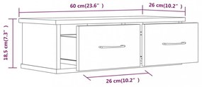 szürke sonoma színű szerelt fa faliszekrény 60 x 26 x 18,5 cm