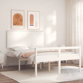 Fehér tömör fa ágy időseknek fejtámlával 140x200 cm