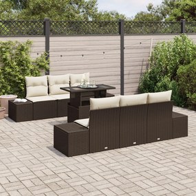 7 darabos Kertibútor Szett párnákkal Barna Polyrattan