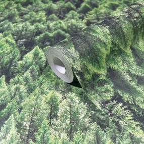 Vinil tapéta Flizelin zöld erdő 3D hatás mosható fa 10 m