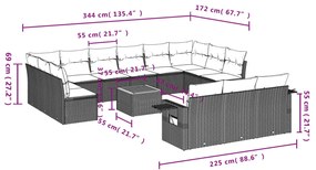 14 részes szürke polyrattan kerti ülőgarnitúra párnákkal