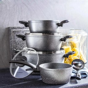 Florina Lava Stone MG fazék fedővel indukciós és gáztűzhelyre, 16 cm, 1,2 l, 16 cm átmérőjű