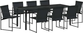 vidaXL Kert étkező szett 9 pcs Fekete Porszórt acél