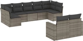 vidaXL 9 részes szürke polyrattan kerti ülőgarnitúra párnákkal