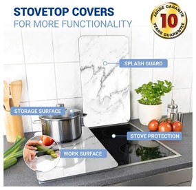 Edzett üveg tűzhely fedőlap szett 2 db-os 30x52 cm Marble – Wenko