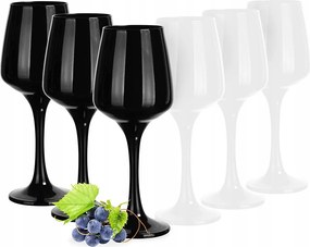 Vörösboros Poharak 360 Ml-es Lábakon 6 Db-os Szett Fekete-fehér