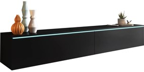MENDES D 180 TV asztal, 180x30x32, fekete grafit + LED