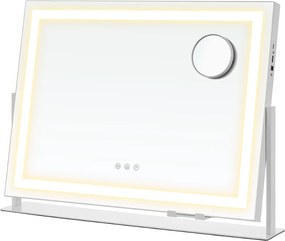 DAHLIA LED világítással ellátott kozmetikai tükör, 10x62,5x45,8 cm, fehér SongmicsHome