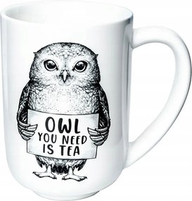 Elegáns fehér porcelán bögre bagoly 400ml ajándék neki nagynéni lányának