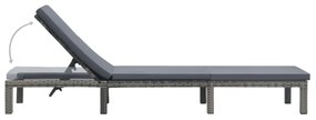 Antracitszürke polyrattan napozóágy párnával