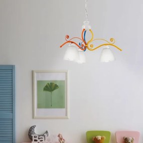 Csillár láncon RETRO 3xE27/60W/230V fehér/színes