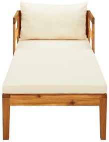 Tömör akácfa napozóágy krémfehér párnákkal