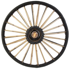 Keleti stílusú mennyezeti lámpa bambuszból feketével 60 cm - Evalin