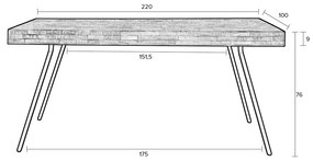Teakfa étkezőasztal 100x220 cm Suri – White Label