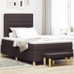 Box Spring ágy matraccal és paddal, sötétbarna, 120x190 cm, szövet