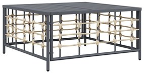 5 részes antracitszürke polyrattan kerti ülőgarnitúra párnákkal