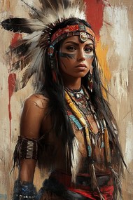 Canvas Vászonkép Portré Nő Indián Tribal Boho Etno 80x120