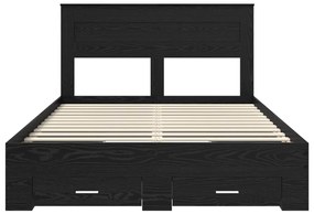 vidaXL Ágykeret fejtámlával fiókkal Fekete tölgy 140 x 190 cm Faanyag